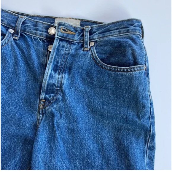 Everlane button fly 90’s cheeky blue jean crop denim organic cotton - Picture 4 of 13